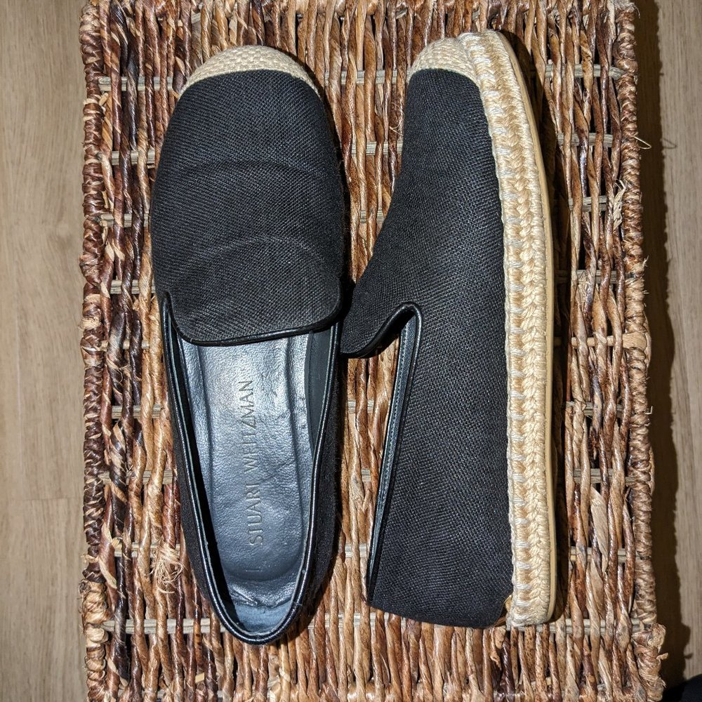 Stuart Weitzman Black Espadrilles Size 7 (Leather/Suede Interior)